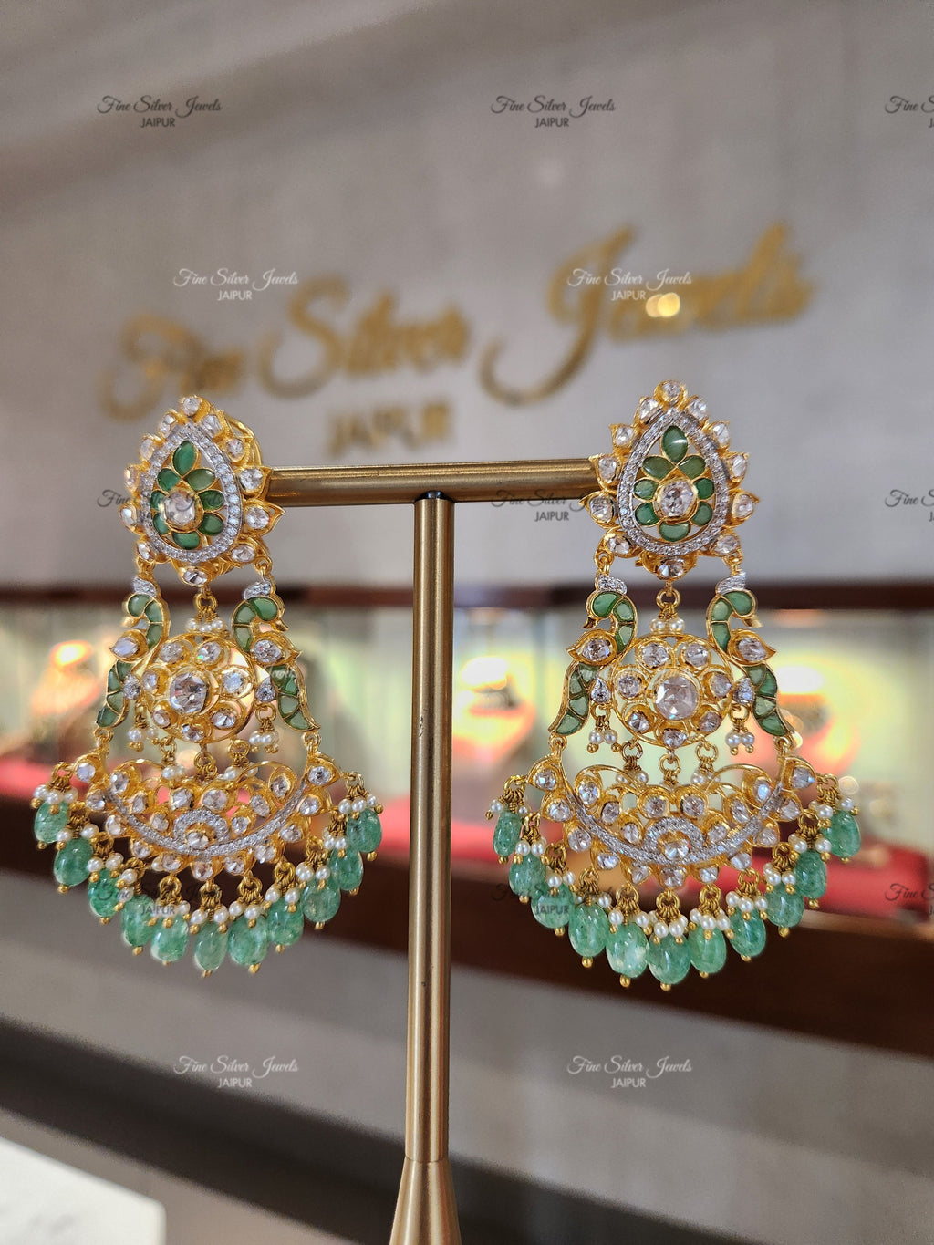 925 Silver Rakshi Polki Earrings