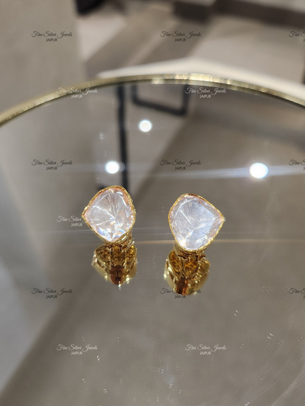 925 Chic Silver Polki Studs Earrings