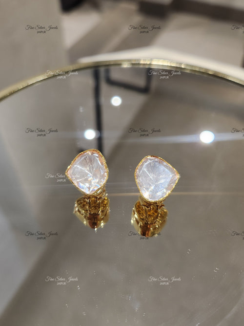 925 Chic Silver Polki Studs Earrings