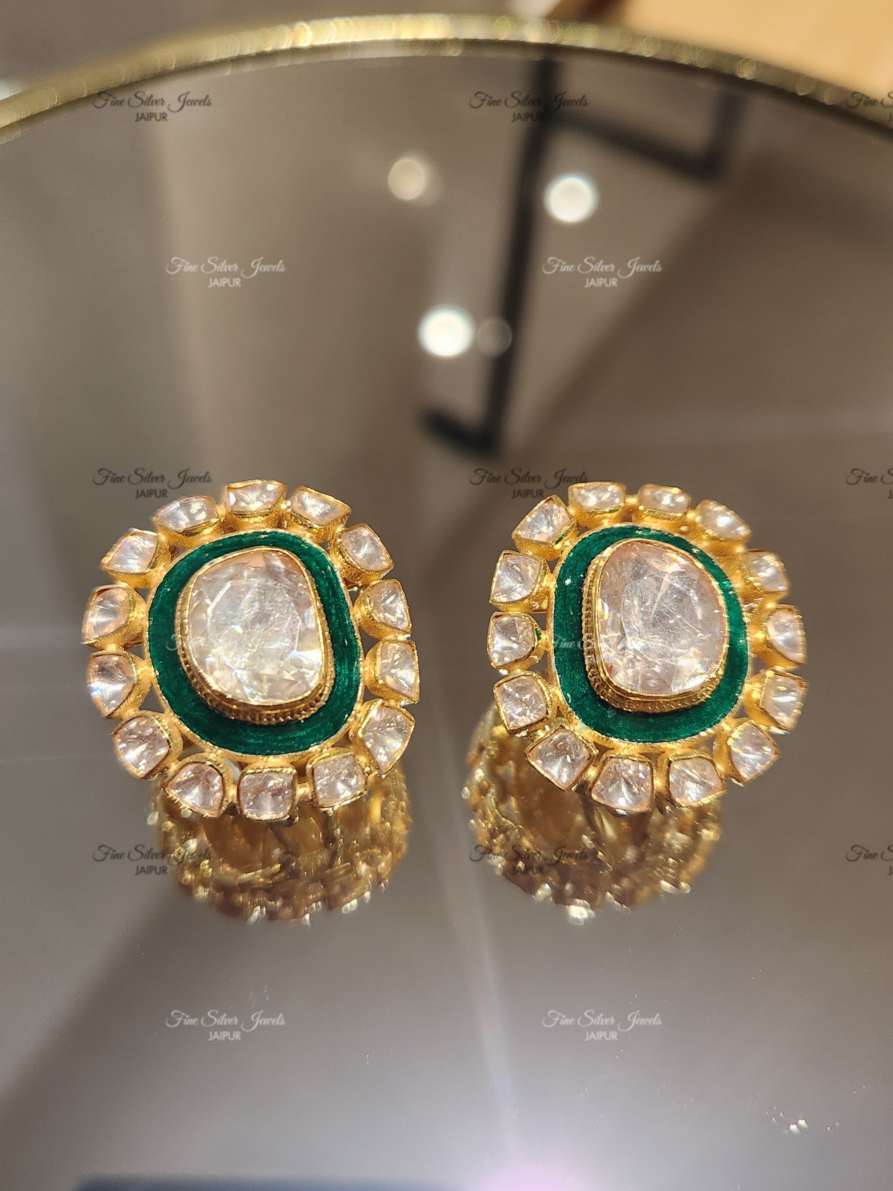925 Silver Anika Polki Earrings