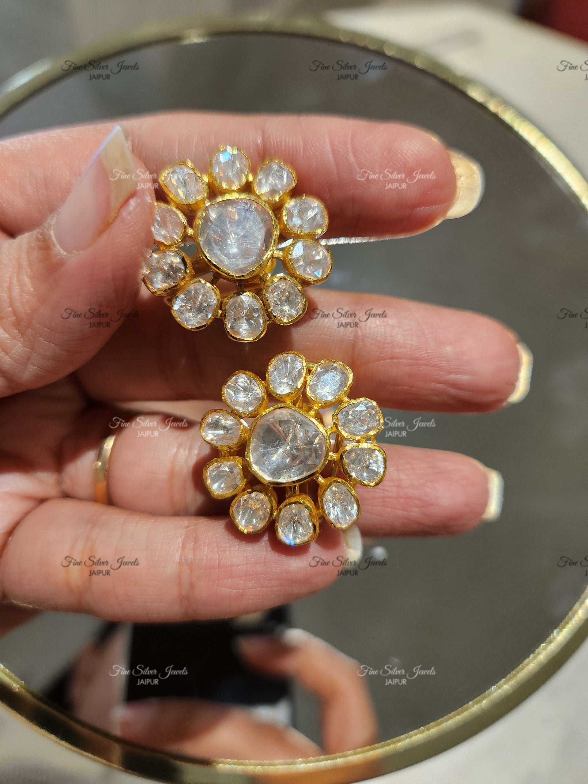 925 Silver Jyotsna Polki Earrings