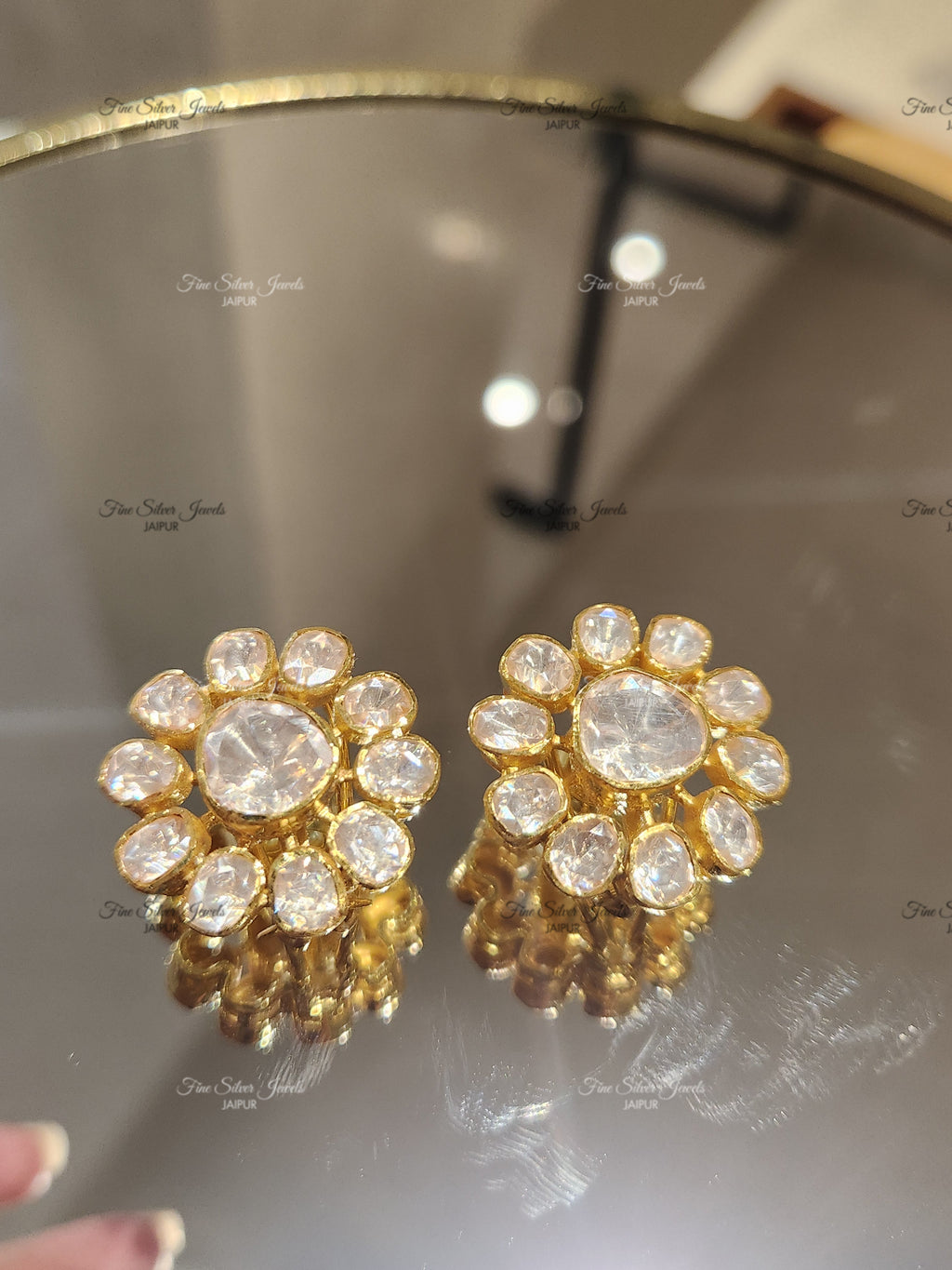 925 Silver Jyotsna Polki Earrings