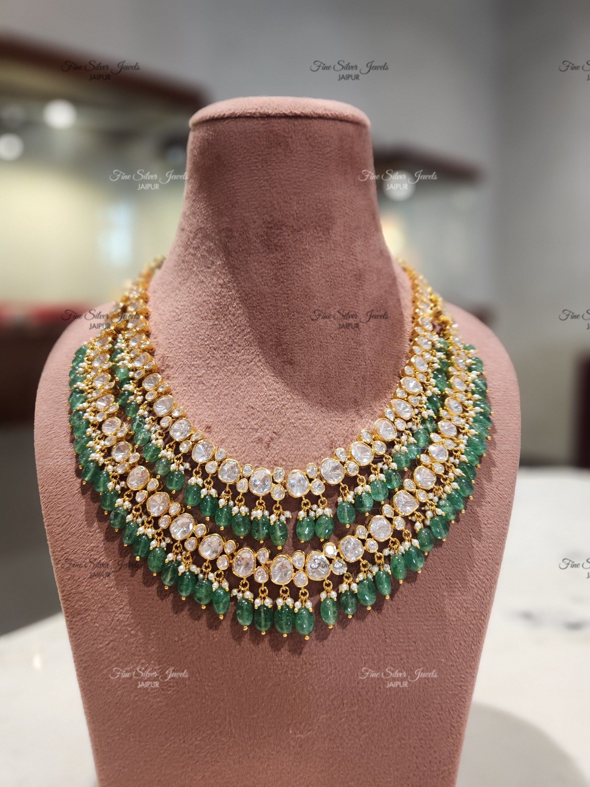 925 Silver Asmita Polki Necklace