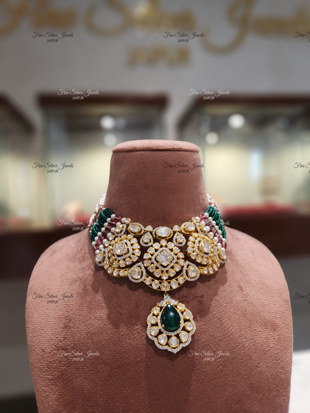 925 Silver Roshi Polki Necklace