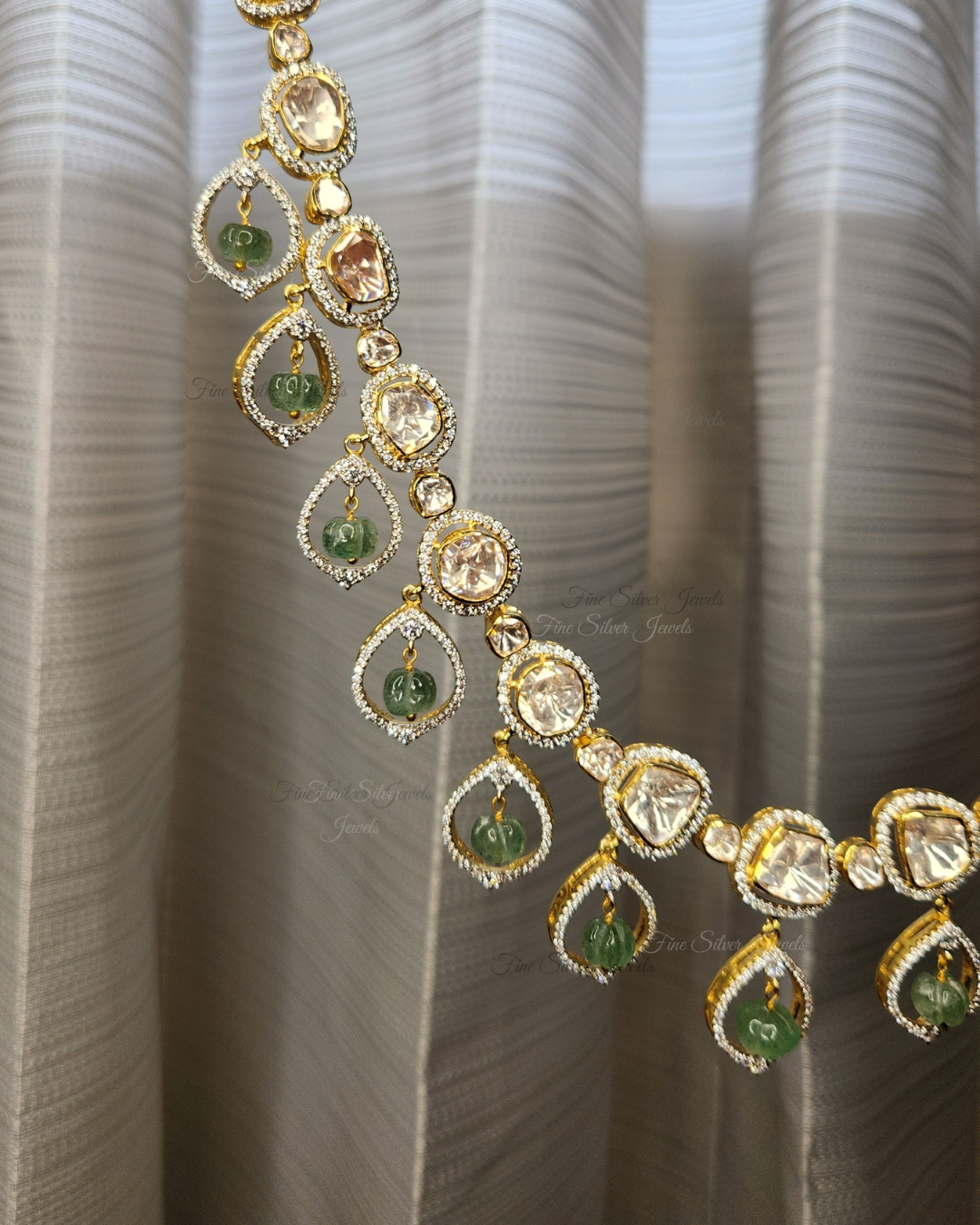925 Silver Mohini Polki Necklace