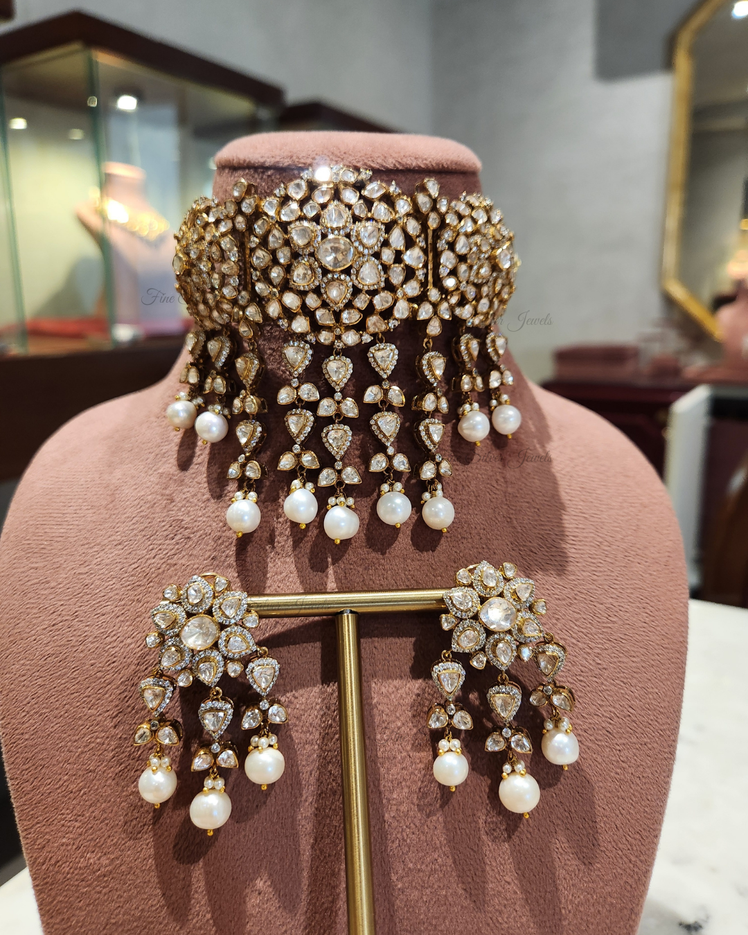 925 Silver Chandni Polki Necklace Set