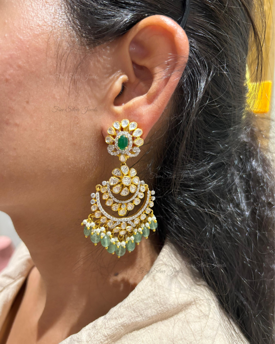 925 Silver Sana Chandbali Earrings