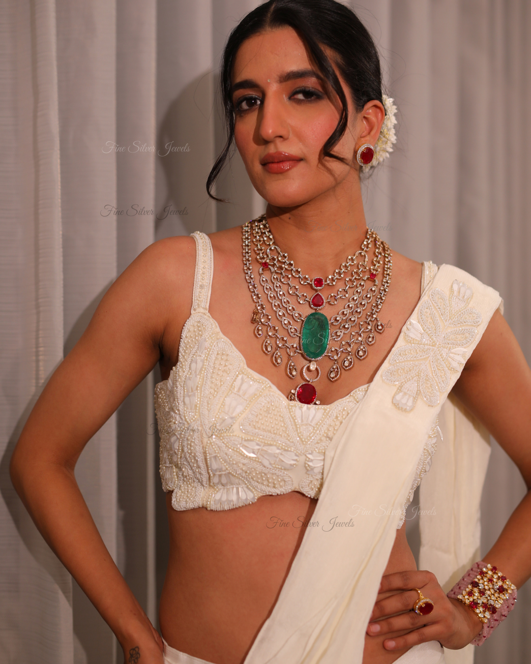 925 Silver Leelavati Necklace Set