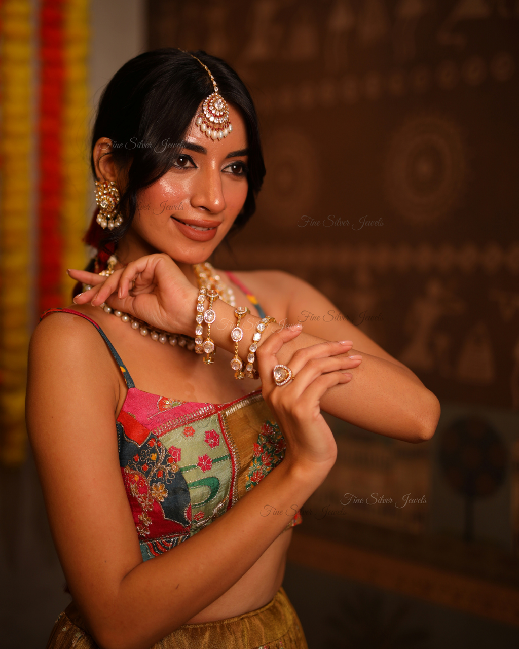 925 Silver NAVYA POLKI BANGLE (set of 2)