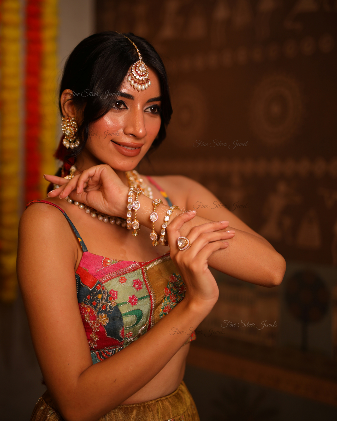 925 Silver NAVYA POLKI BANGLE (set of 2)