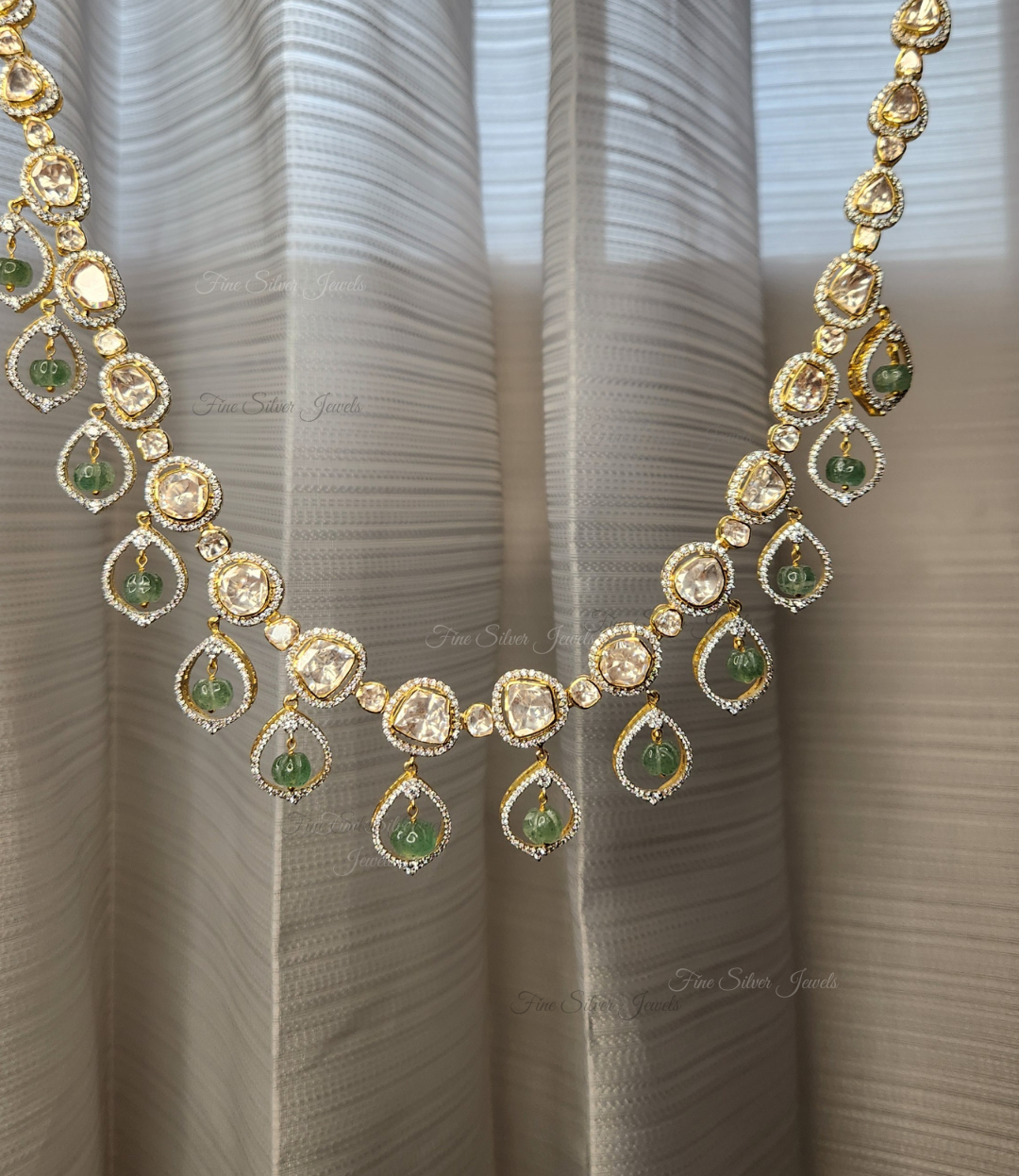 925 Silver Mohini Polki Necklace