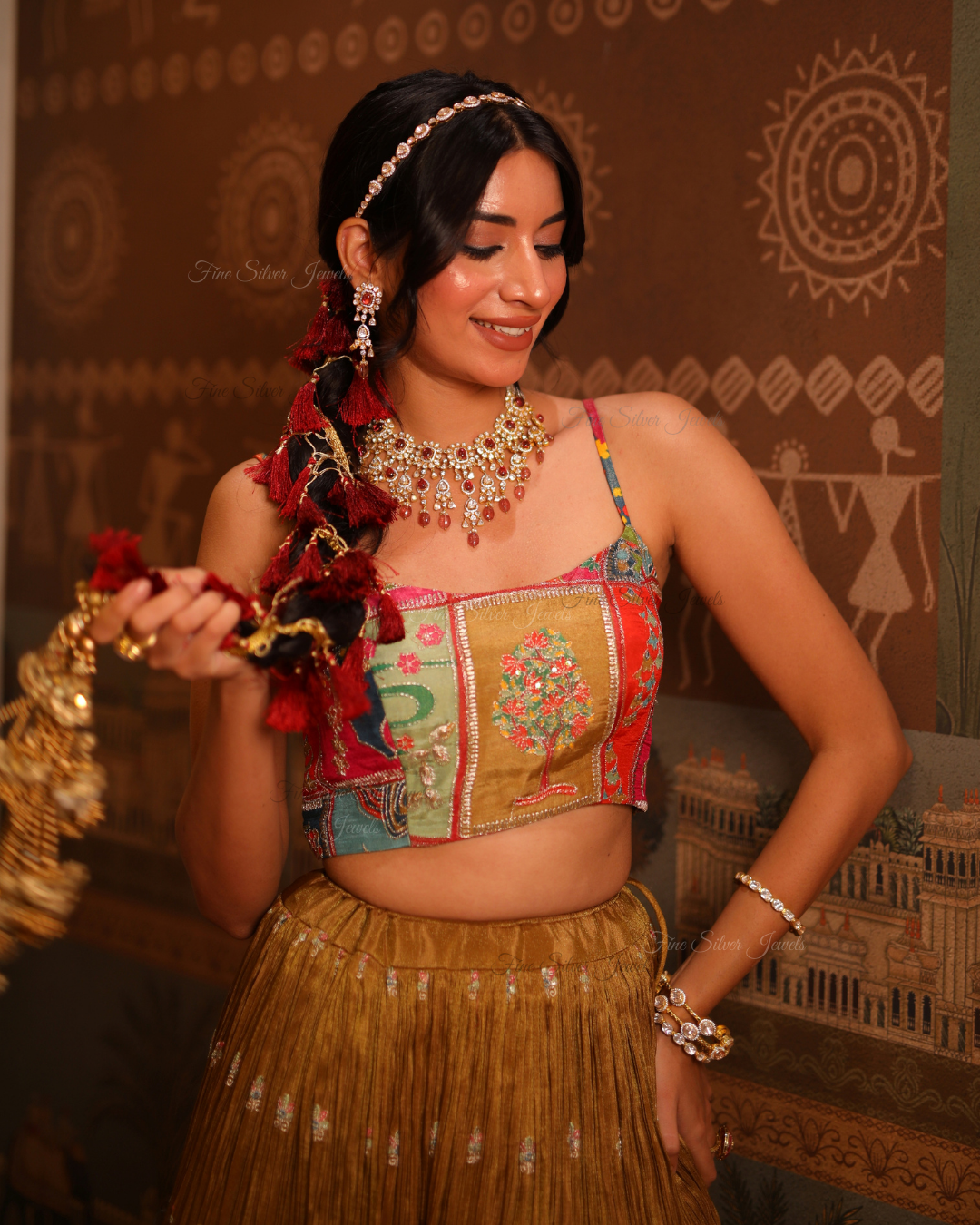 925 Silver Heaven Polki Necklace Set