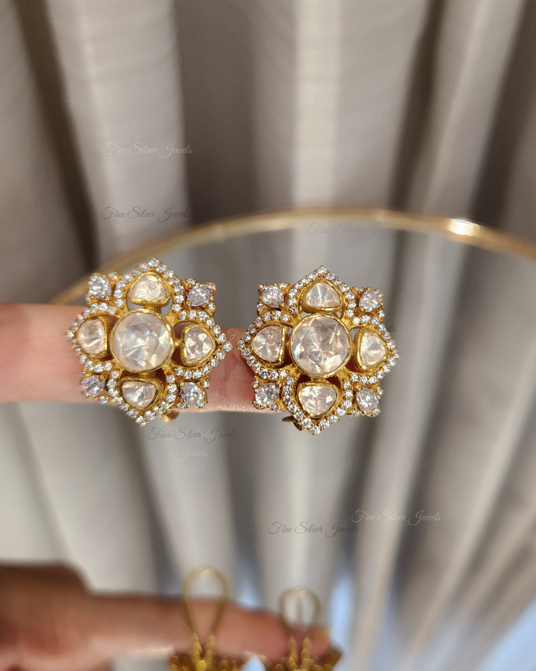 925 Silver Shehla Polki Earring