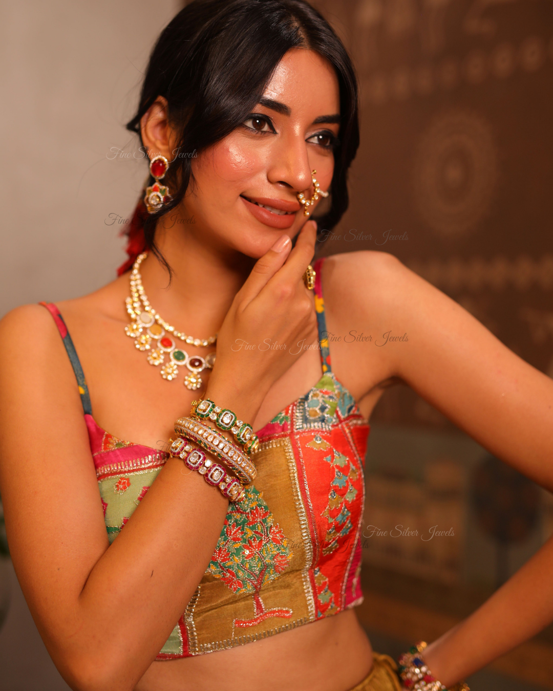 925 Silver Alamzeb Polki Bracelet