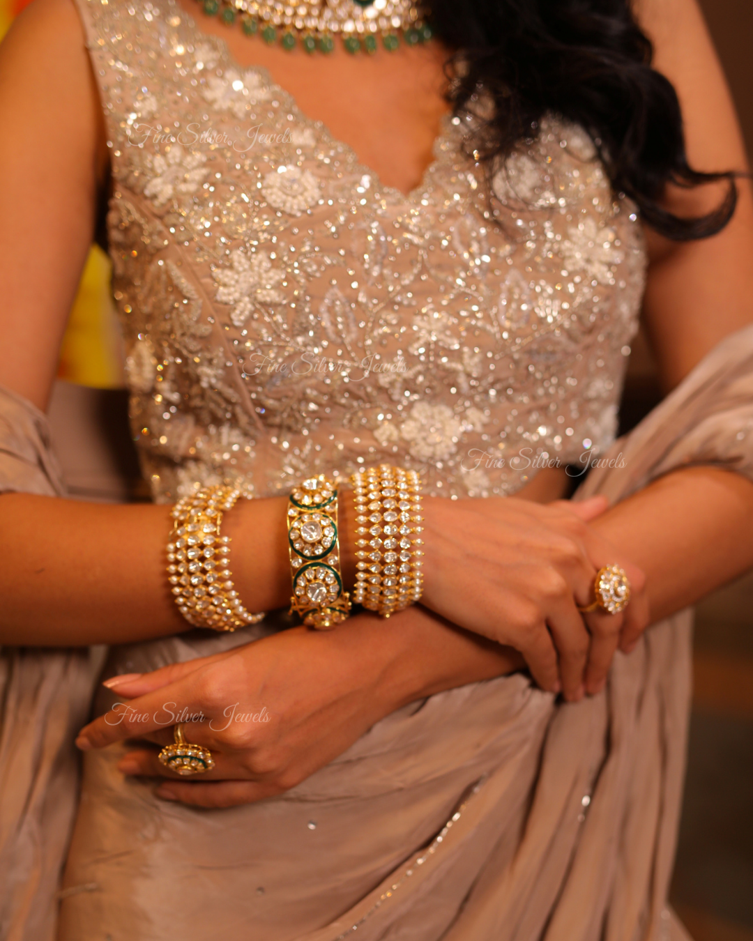 GREEN MEENA POLKI BANGLE