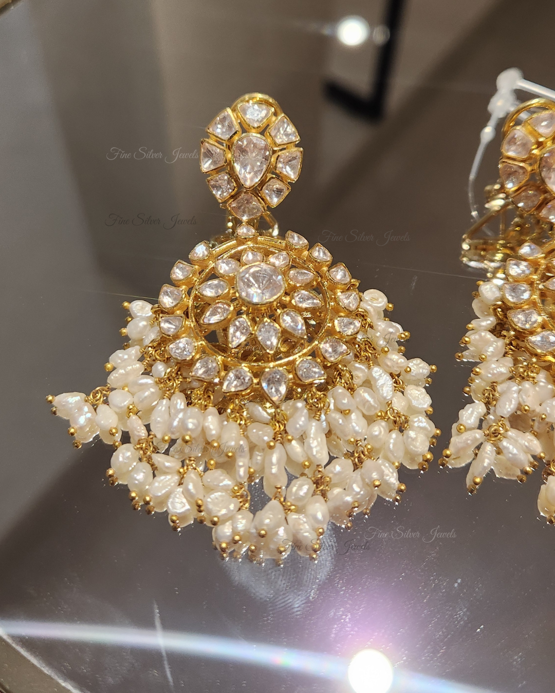 925 Silver Simar Polki Earrings