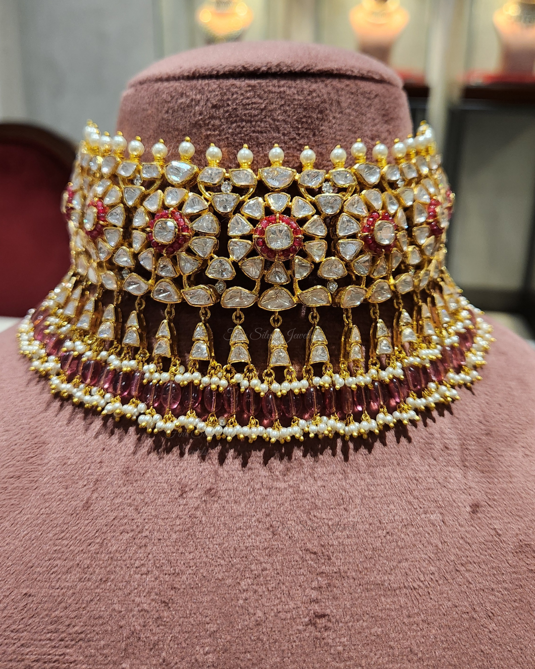 925 Silver Hansika Polki Necklace