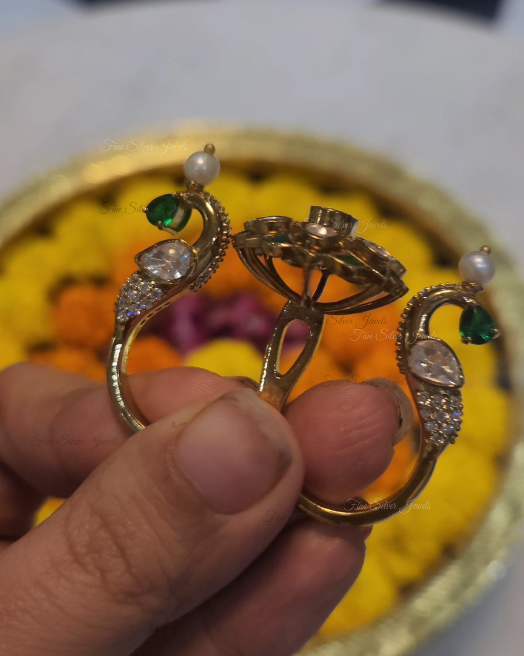 925 Silver Gulaal Polki Ring