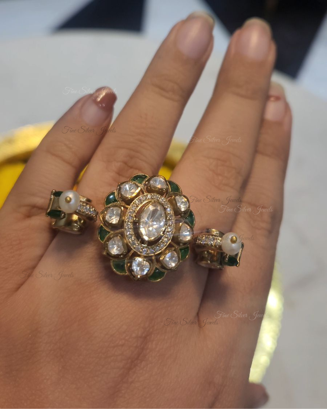925 Silver Gulaal Polki Ring
