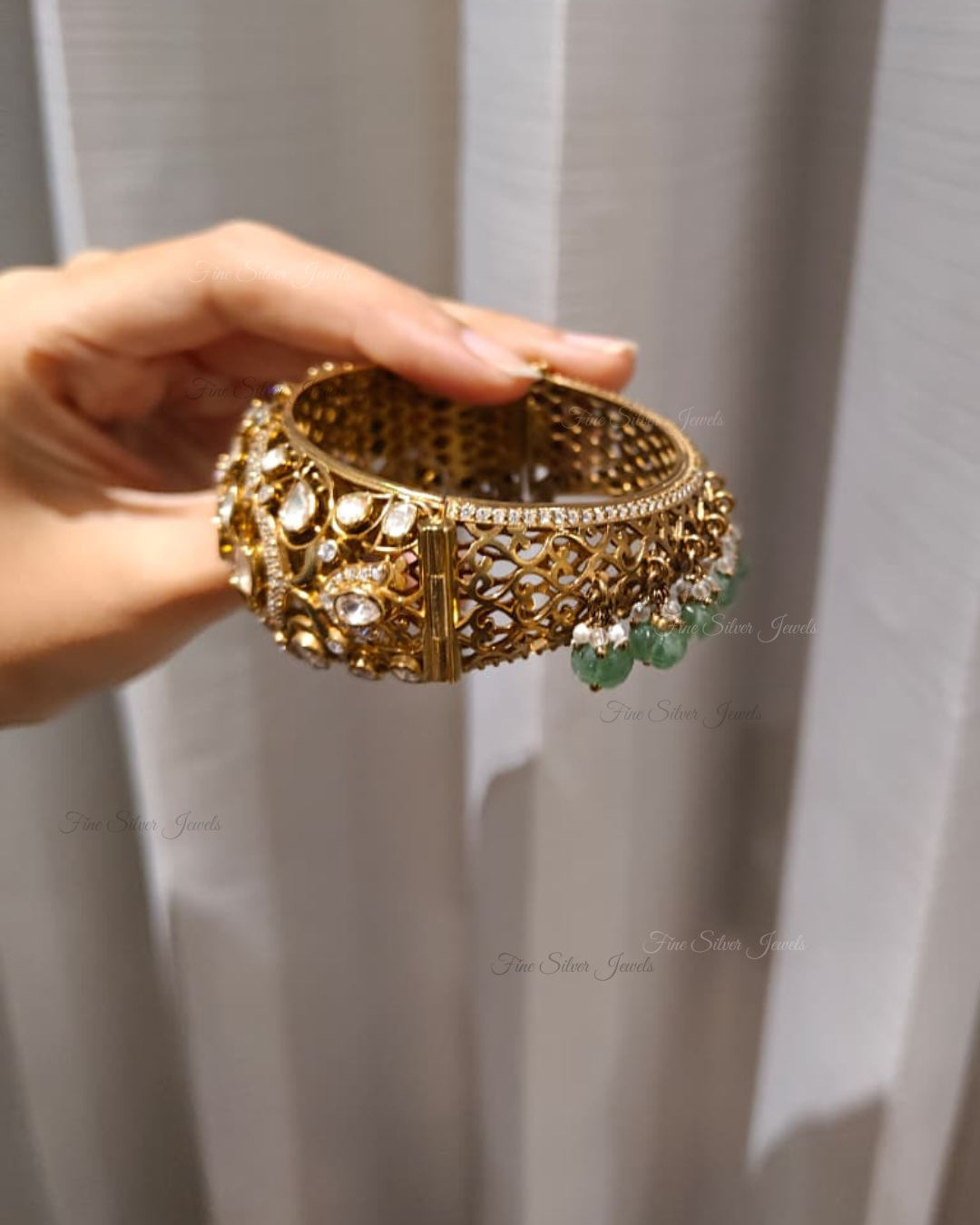 925 Silver Vishakha Polki Bracelet