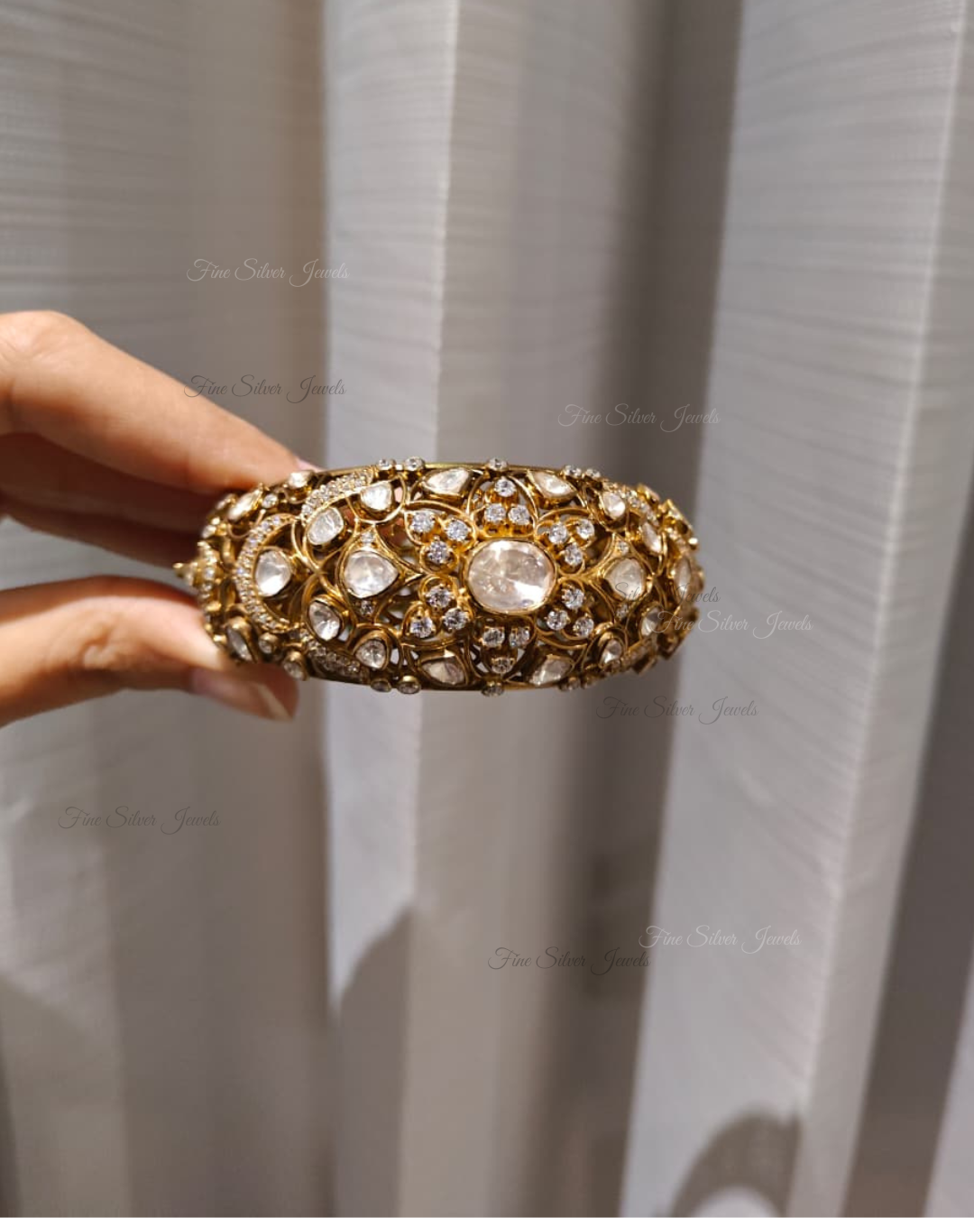 925 Silver Vishakha Polki Bracelet