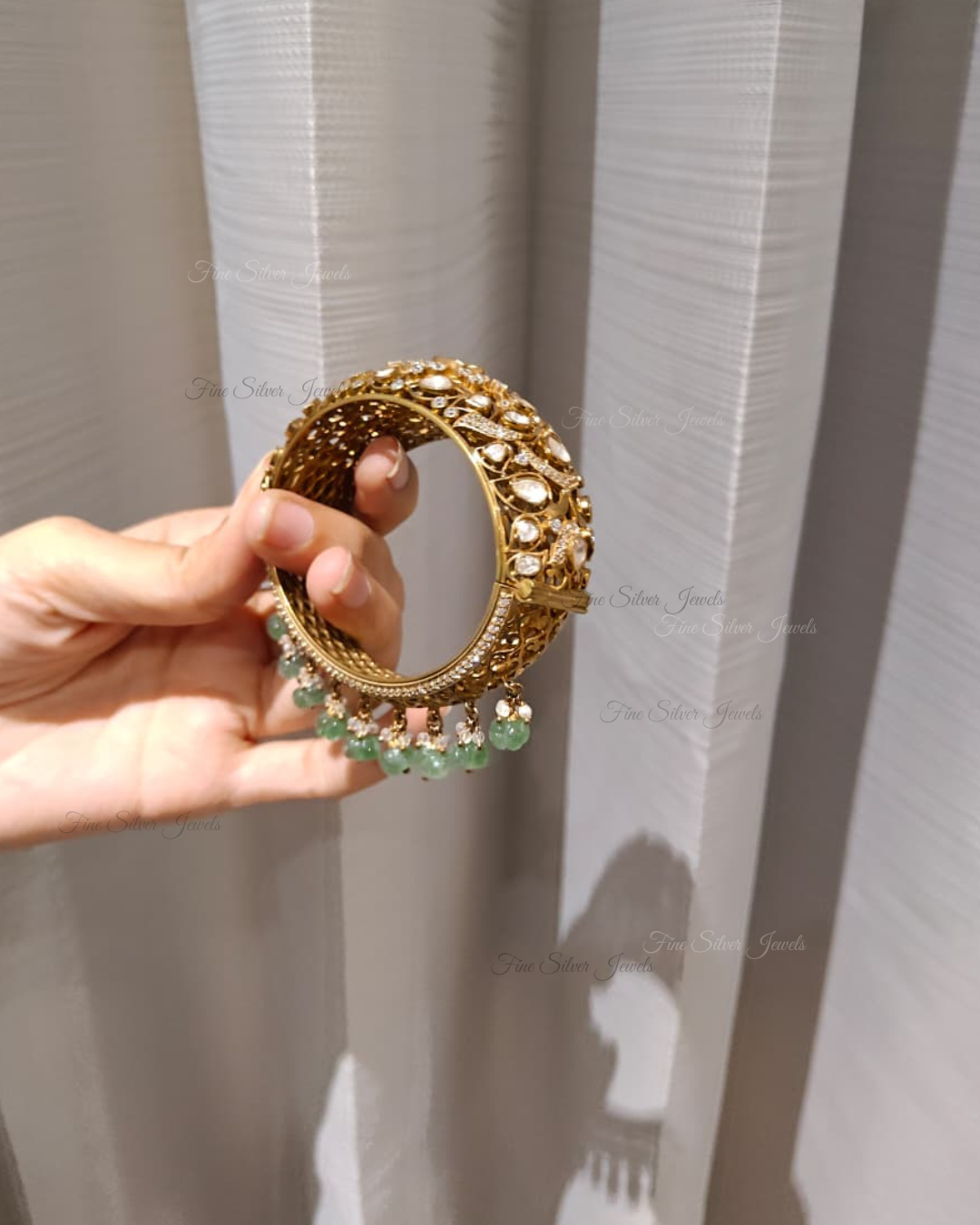 925 Silver Vishakha Polki Bracelet