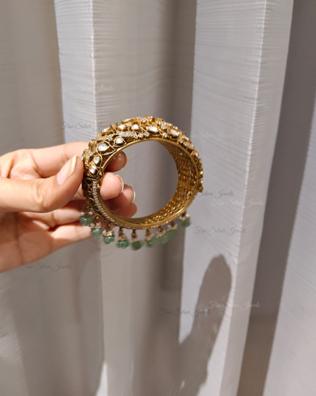 925 Silver Vishakha Polki Bracelet