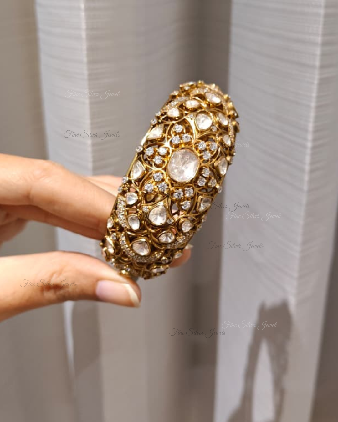 925 Silver Vishakha Polki Bracelet