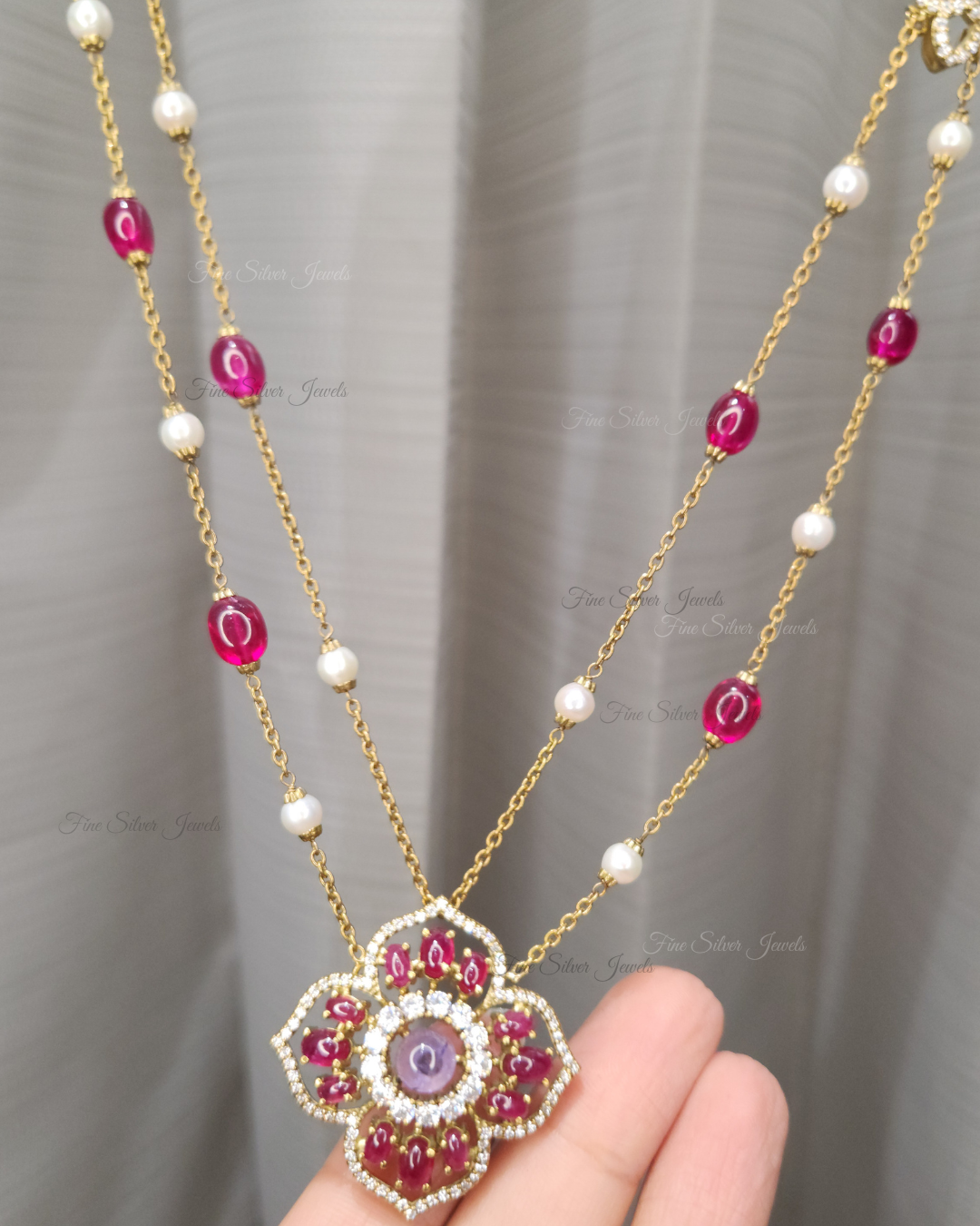 925 Silver Rosy Pendant Necklace