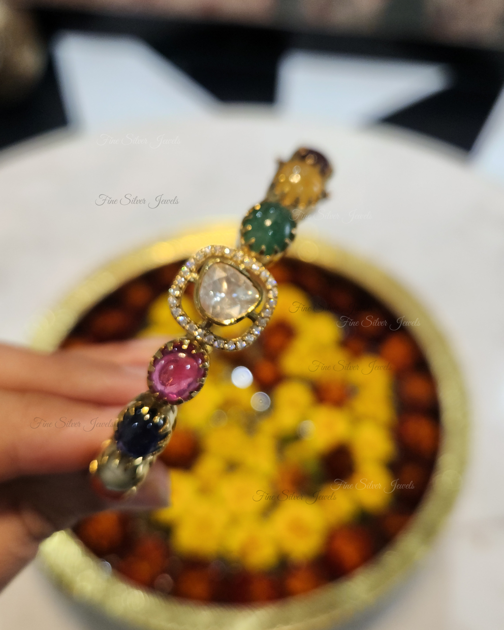 925 Silver Dhriti Navratan Bracelet