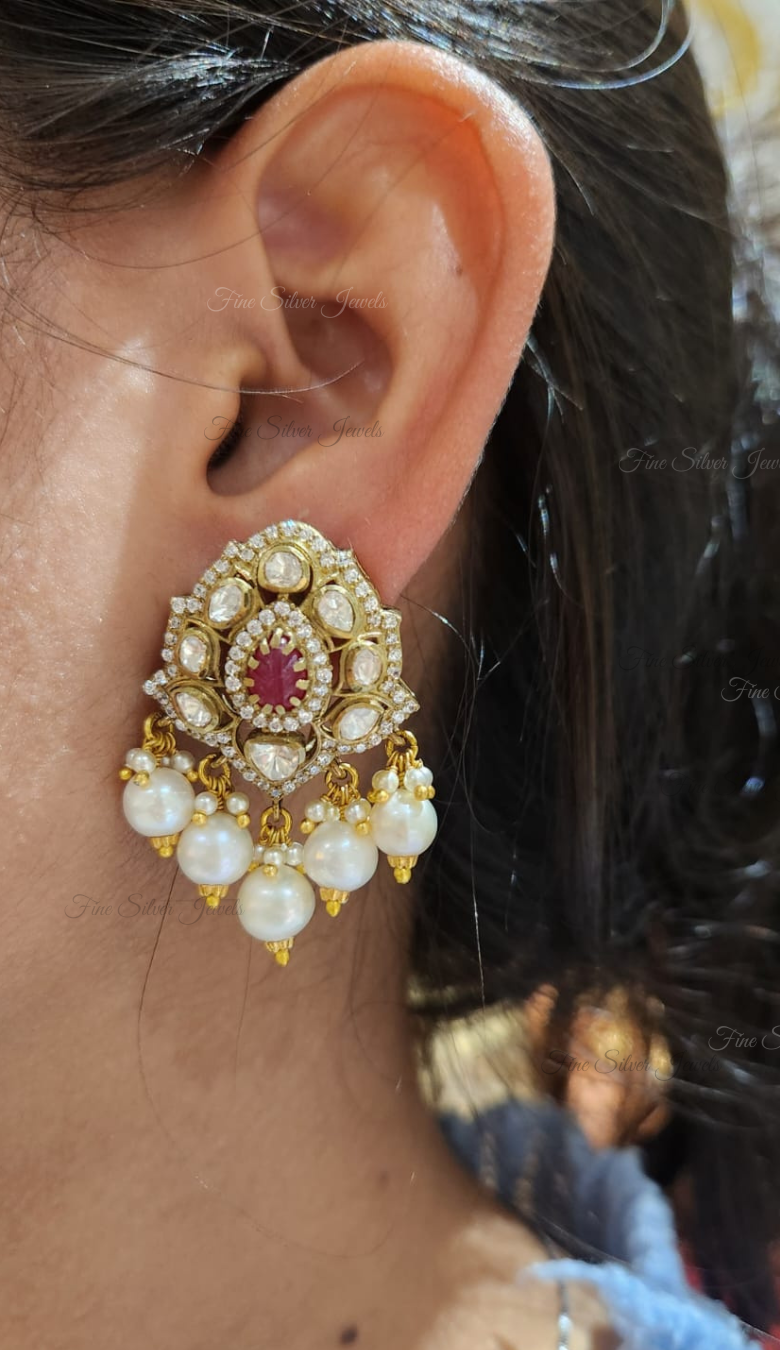 925 Silver Pavitra Navratan Earrings