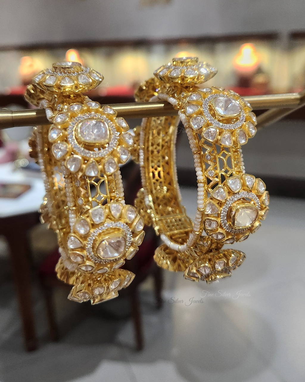 925 Silver Khanak Polki Bangle