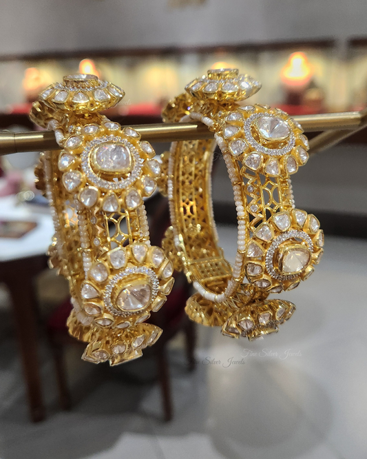 925 Silver Khanak Polki Bangle