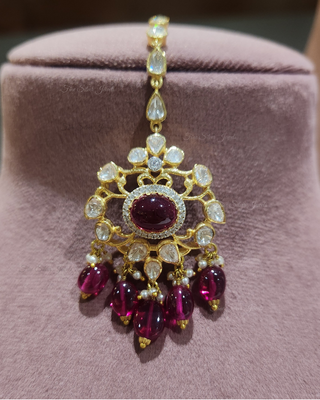 925 Silver Ruby Polki Mangtikka