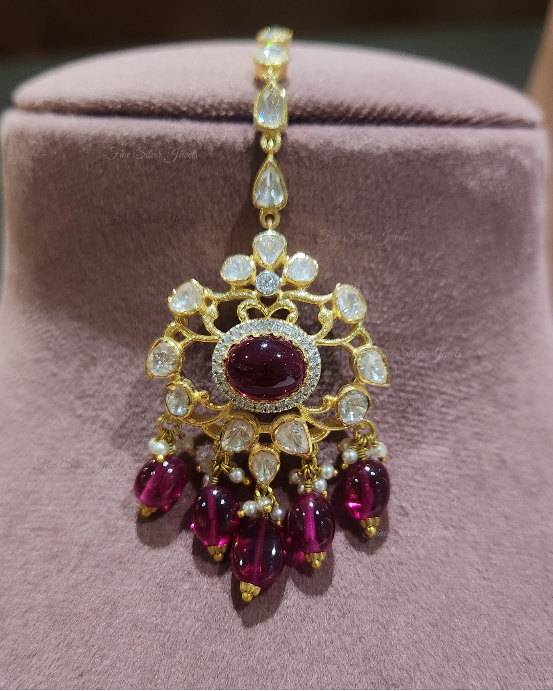 925 Silver Ruby Polki Mangtikka