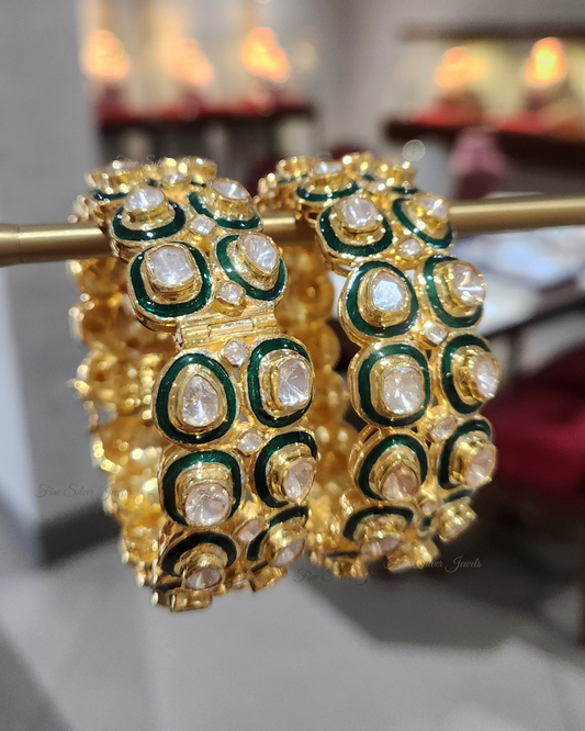 925 Silver Kasturba Polki Bangle