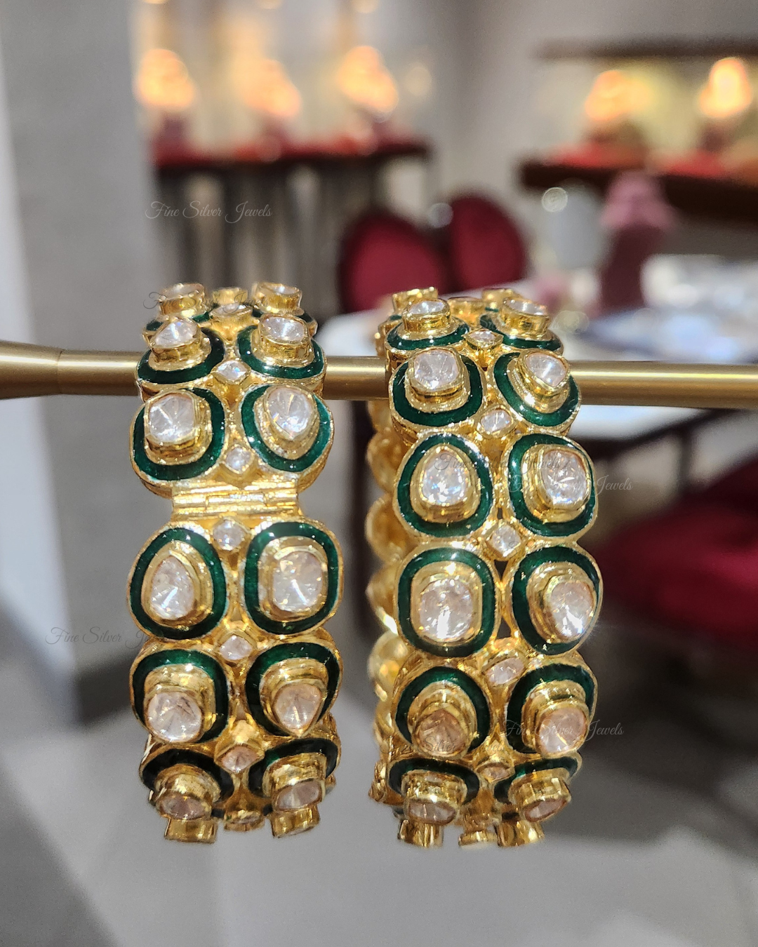 925 Silver Kasturba Polki Bangle