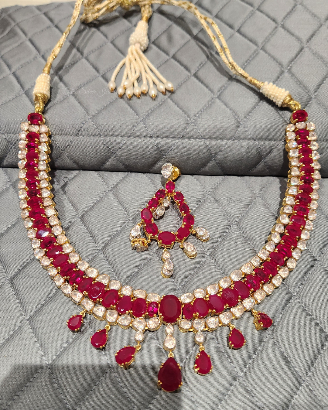 925 Silver Brishti Necklace Set