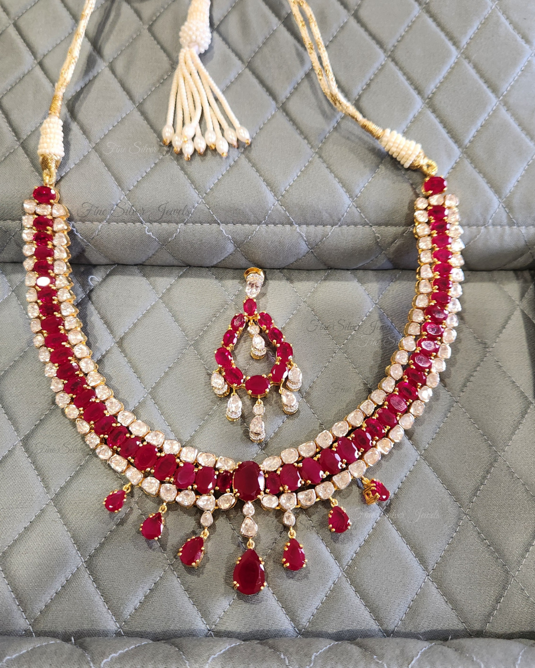 925 Silver Brishti Necklace Set