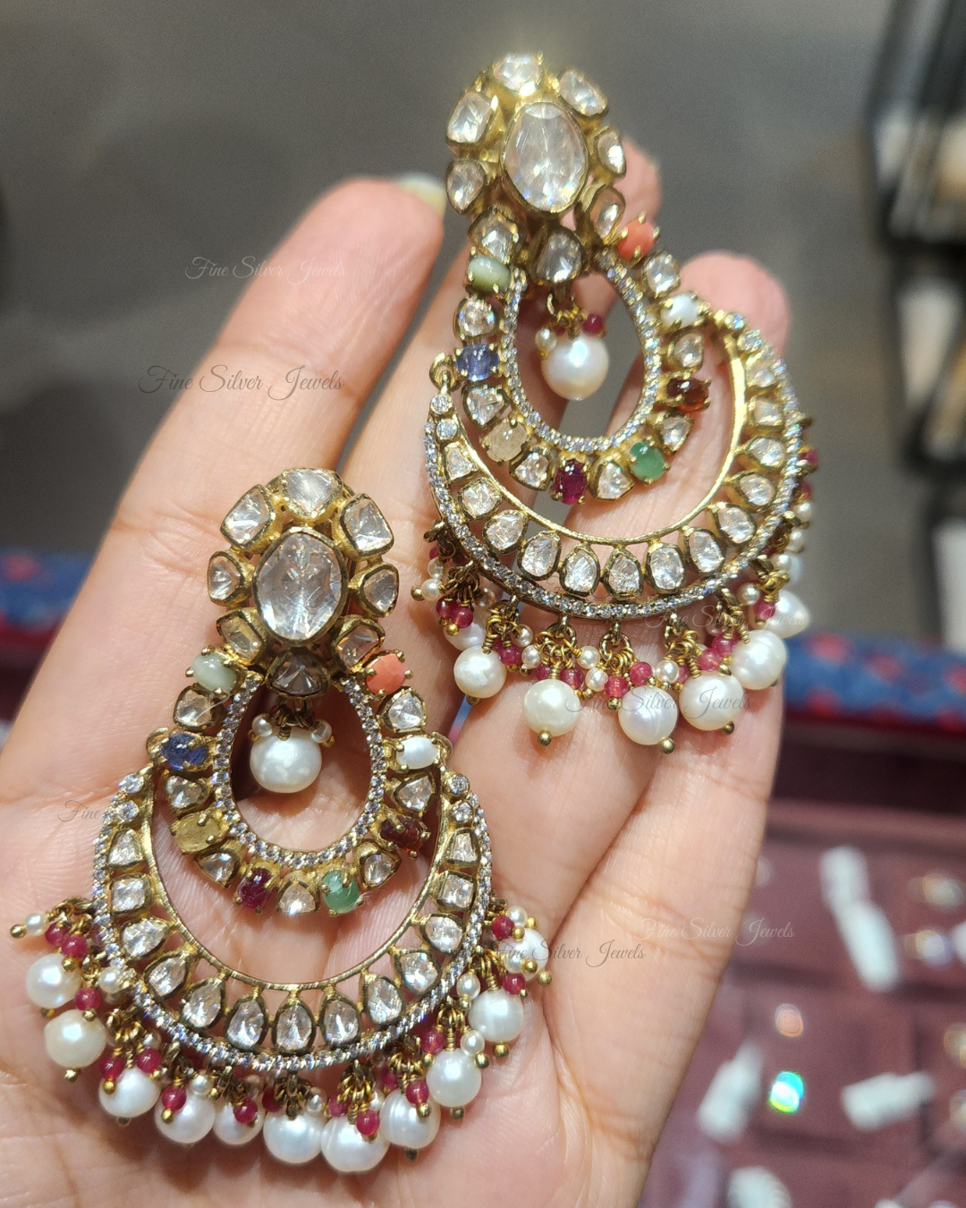 925 Silver Shivanya Navratan Earring