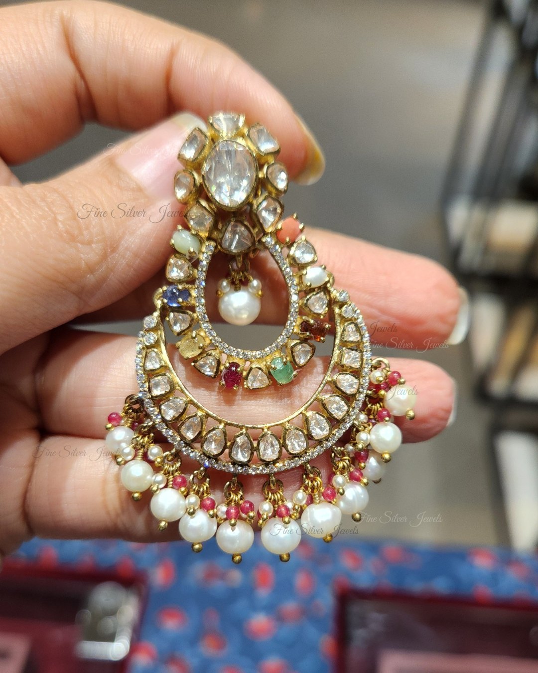 925 Silver Shivanya Navratan Earring