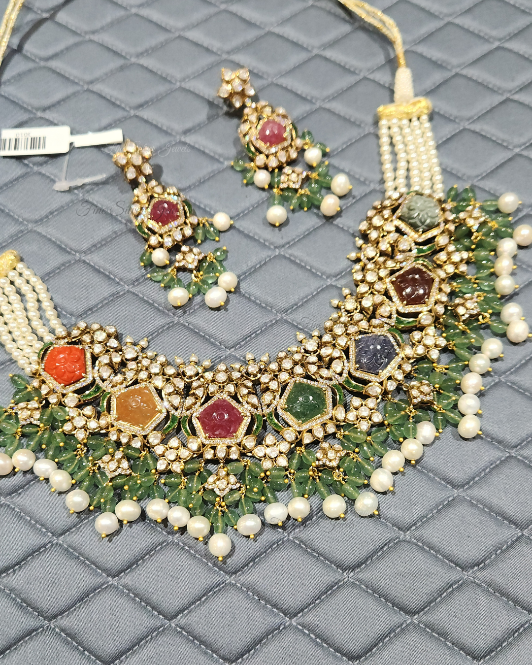 925 Silver Adira Navratan Necklace Set