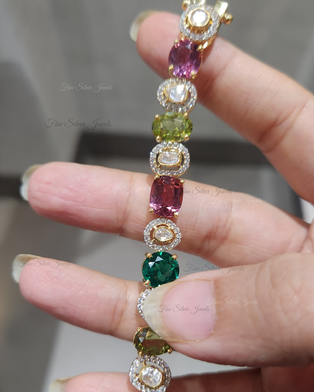 925 Silver Lavanya Multi Tourmaline Bracelet
