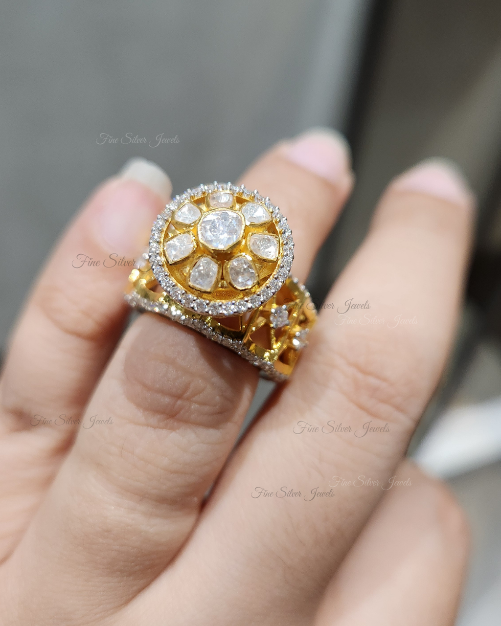 925 Silver Inayat Polki Ring