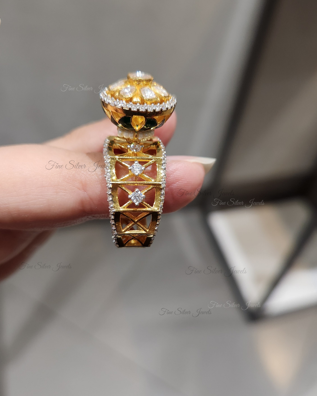 925 Silver Inayat Polki Ring
