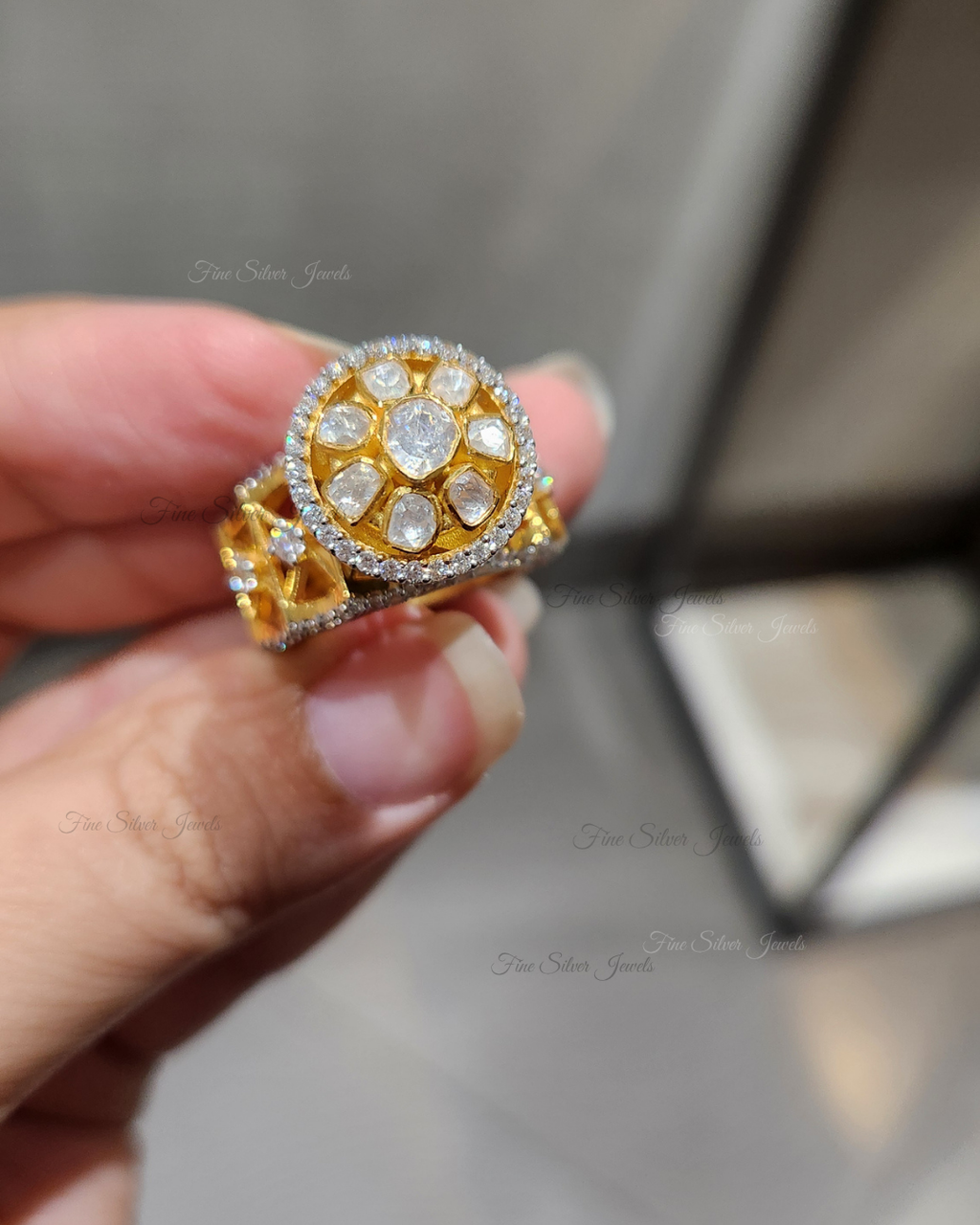 925 Silver Inayat Polki Ring