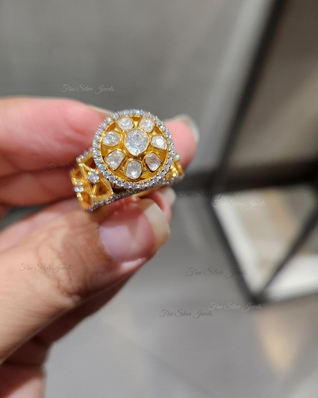 925 Silver Inayat Polki Ring