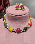 925 Silver Falguni Navratan Necklace Set
