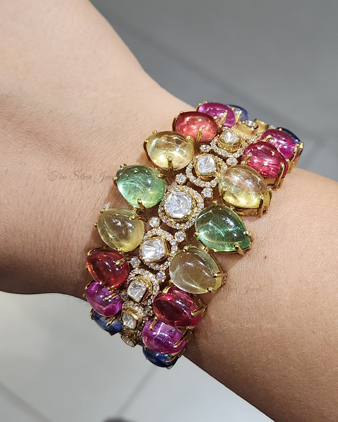 925 Silver Bhuvika Multi Tourmaline  Bracelet