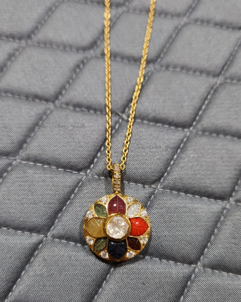 925 Silver Yogini Navratan Pendant